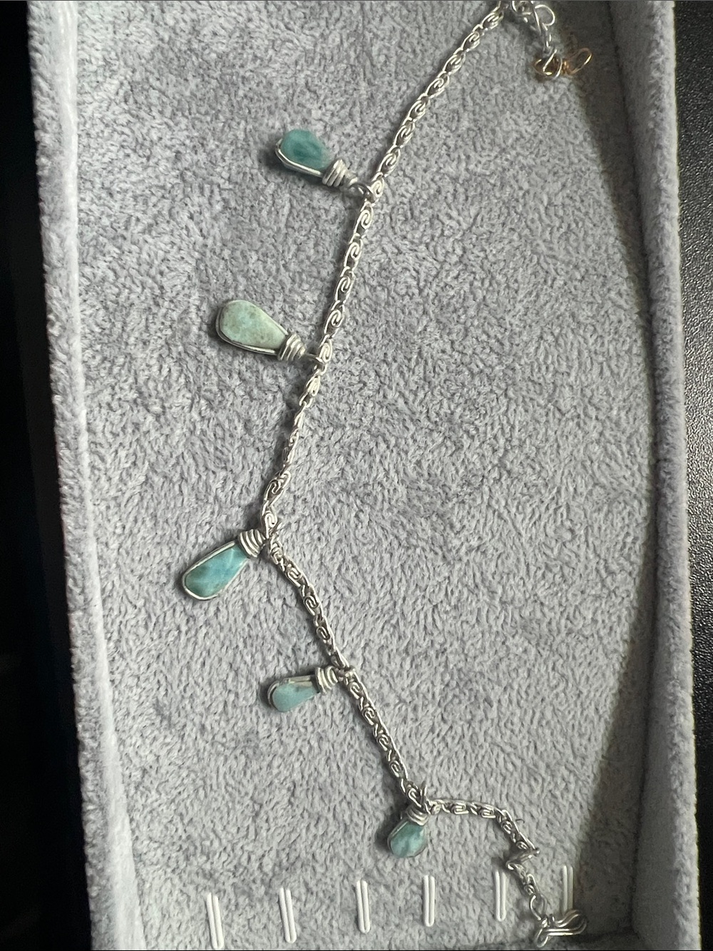Silver Larimar Anklet